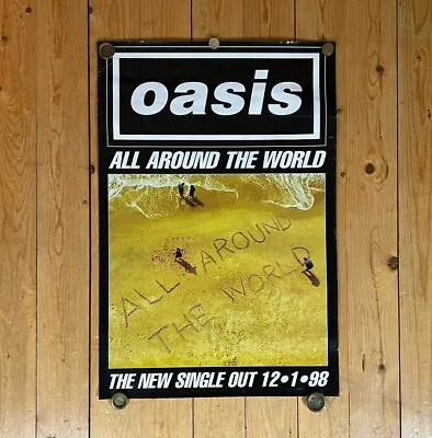 Oasis All Around The World Promo Poster Vintage Original 30”X20” Band Britpop • £25