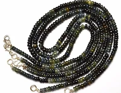 Super Fine Quality Natural Australian Multi Sapphire Smooth 4-5MM Bead Necklace • $71.88