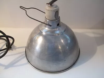 Vintage Industrial Deep Spun Aluminum Garage Workshop Lamp Hanging      BSMT • $35