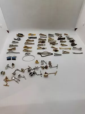 Men's Vintage Lot Of 60+ Jewelry Tie Clips & Tacks 11 Oz • $29.99