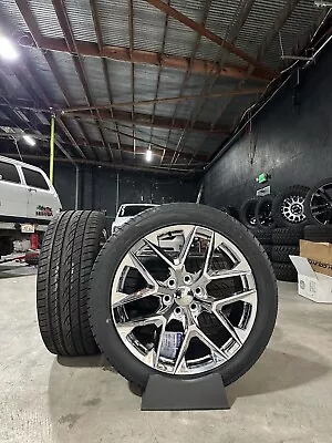22  Chrome Snowflake Wheels All Season Tires Fit 2000-2023 Chevy Silverado Tahoe • $1999
