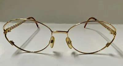 $65 • Buy Vintage Christian Dior 2938 Gold Oval Eyeglasses Frame Made Austria 54 17 130