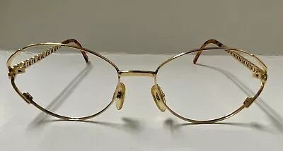 $65 • Buy Vintage Christian Dior 2938 Gold Oval Eyeglasses Frame Made Austria 54 17 130