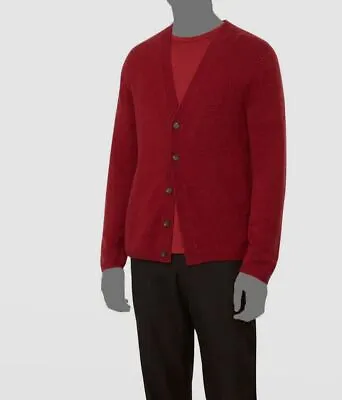 $445 Vince Mens Red Plush Cashmere Cardigan Sweater Size M • $142.78