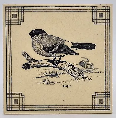 Victorian Tile Bullfinch English Birds Series Maw & Co Broseley Salop C1882 • $174.07