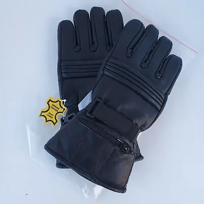 Genuine Leather Motorcycle Biker Riding/Cruising Black Winter Gloves  • $14