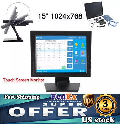 15 In Touch Screen Monitor 1024x768 USB/VGA/HDMI POS Screen Monitor Touchscreen • $106.40