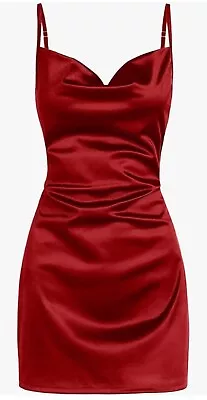 Zaful Satin Red Slip Mini Dress With Spaghetti Straps • $24