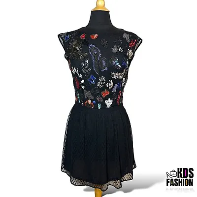 Zara Trafaluc Backless Beaded Chiffon Mini Dress SM • $34.50