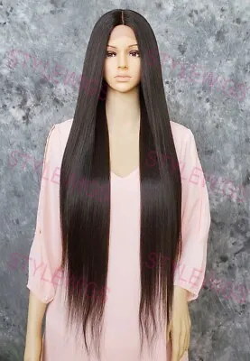 Dark Brown Extra Long Straight Heat Safe Lace Front Human Hair Blend Wig EVEB 4 • $92.85