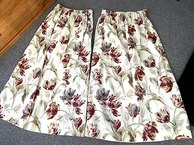 LAURA ASHLEY 'Gosford Cranberry' Lined Curtains W60  X D46  Approx • £29.99