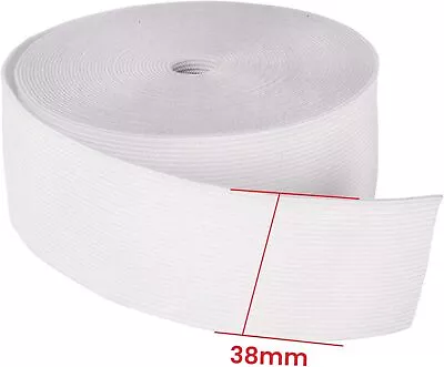 Stretch ELASTIC Flat Woven White 1½inch Elastic Swings PREMIUM 38mm • £2.40