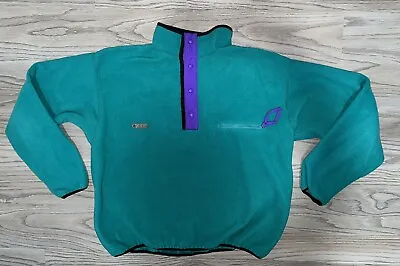 Vintage 90’s Columbia Pullover Fleece Snap T Mens XL Teal Blue Purple USA Made • $49.99