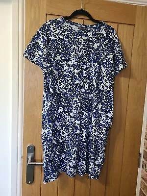 Marks And Spencers 14 Blue Leopard Print Dress Pockets • £5