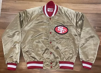 Vintage San Francisco 49ers Starter Jacket Locker Line Gold Satin Jacket SIZE M • $90