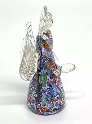 VTG  Italy Murano Millefiori Blown Multicolored Art Glass Angel Figurine 5.1/4” • $75