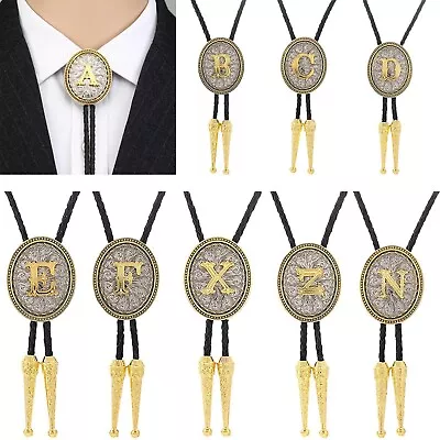Bolo Tie For Men Western Cowboy Golden Initial Letter A To Z Costume Bolo Ties • $12.99