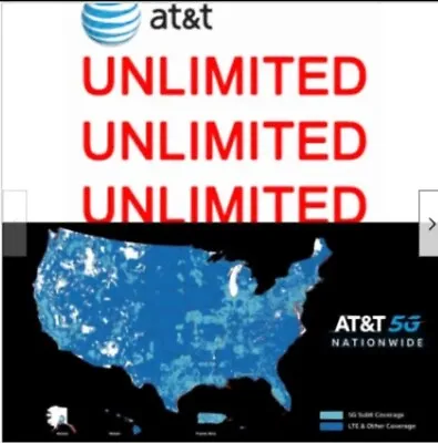 Unlimited Enterprise Data Plan AT&T Activated Sim 4G LTE 5G • $84.99