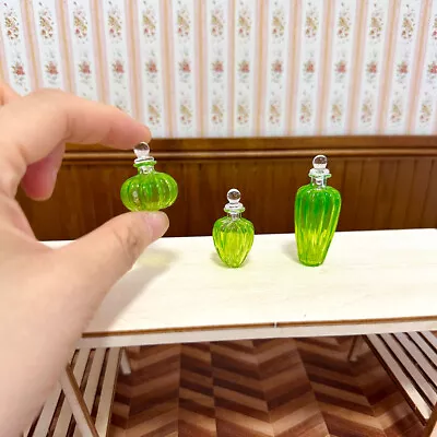 6PC Delicate Green Clear Vase Perfume Bottle Dollhouse 1/12 Scale Miniatures Set • $9.99