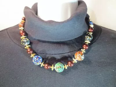 Murano Glass Bead Blown Glass Venetian Style 18  Beaded Necklace • $29.95