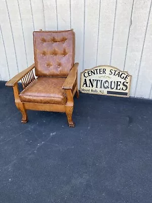 65279 Antique Victorian Oak Morris Chair Recliner • $345