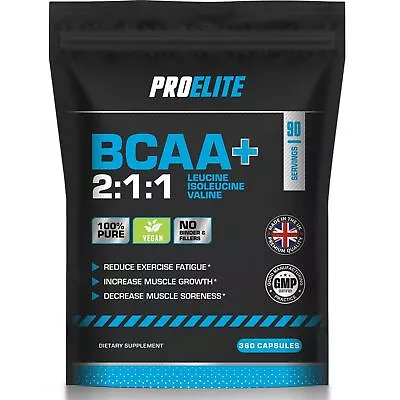 BCAA Capsules Vegan 1000 Branch Chain Amino Acids Protein Muscle Growth Repair • £11.99