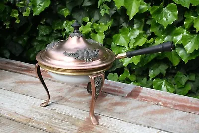 VTG  1800's Antique Copper & Brass & Enamel Chaffing Dish With Grapes • $79.99