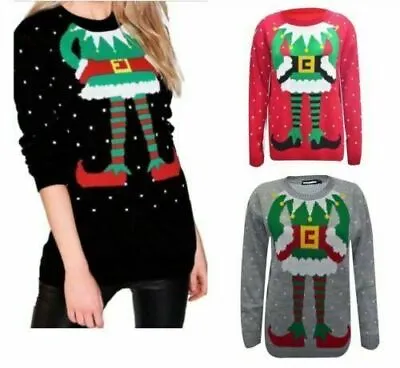 $20.82 • Buy Mens Womens Christmas Jumper Elf Body Joker Knitted Xmas Sweater Top 