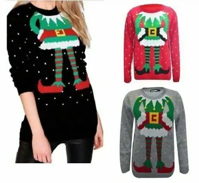 Mens Womens Christmas Jumper Elf Body Joker Knitted Xmas Sweater Top  • $18.48