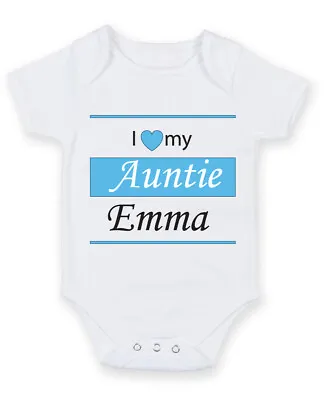 I Love My Auntie (Name) Vintage 2 PERSONALISED BABYGROW VEST ROMPER GIFT PRESENT • £5.99