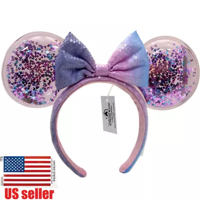 Disney- Parks Ears Headband Plastic Star Sequins Blue Pink Minnie Mouse Hairband • $19.46
