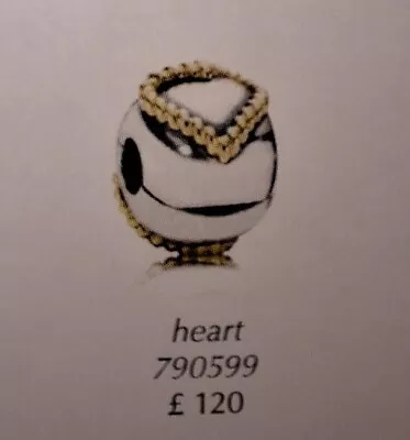 Pandora Bead G585/S925 Scroll Heart Clip Charm. • £95