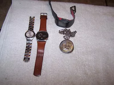 4 Mens Watches-Nike GPS TomTom Skagen Denmark Relic Pocket Watch-2 WORK • $4.02
