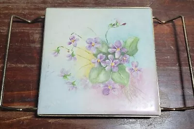 $3 • Buy Floral Tile Wire Trivet, Purple Flowers 5.5 X 10 Inches