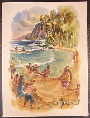 Vintage Hawaiian Matson Line Tahiti Watercolor Print Menu L. Macouillard Hawaii • $29.95