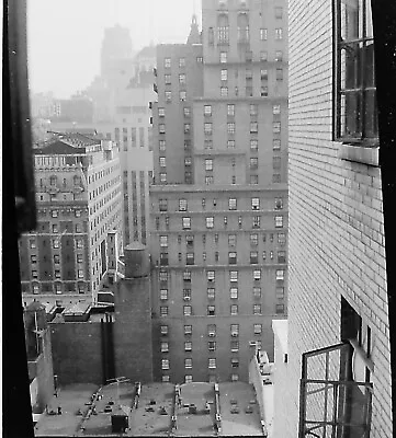 VTG 1950s MEDIUM FORMAT NEGATIVE NYC TIMES SQUARE AERIAL SHOT HOTEL EDISON N-5 • $3.99