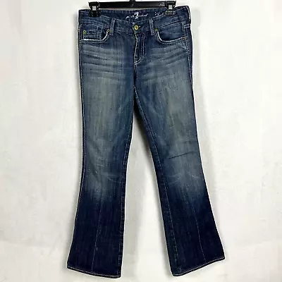 7 For All Mankind Jeans 26 Women Blue Denim Slim Straight Leg Distressed Stretch • $19.99