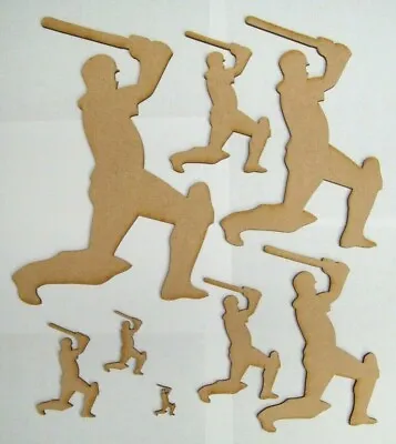 MDF Cricketer Shapes 9 Sizes 25mm To 300mm Craft Painting Display Embellish • £4.55