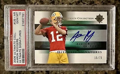 2005 Ultimate Collection Aaron Rodgers Autograph PSA 10 Rookie /75 RC Auto • $3500