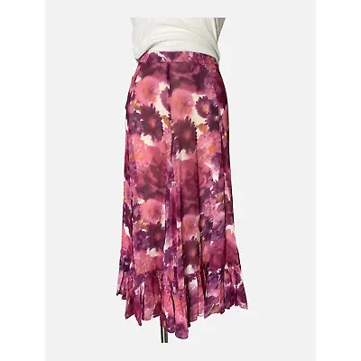 LOVESHACKFANCY Women's Lil Floral Silk Ruffle Midi Skirt Size 0 • $158