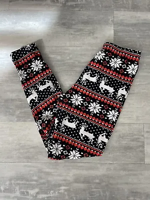 Leggings Depot Christmas Leggings Reindeer Games Snowflakes Red Black White Legg • $5.99