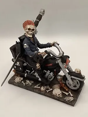 Skeleton Riding Chopper Motorcycle Figurine Figure • $25