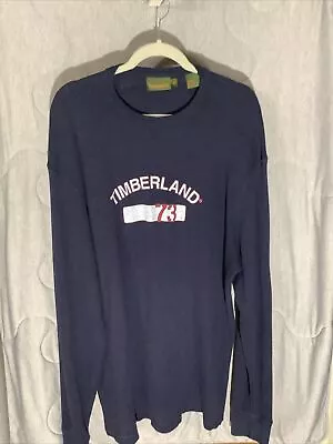 Timberland Thermal Long Sleeve Shirt Waffle Pullover Crew Neck Men's Blue XL • $15.99