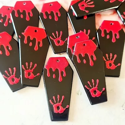 Halloween Blood Handprint Coffin Charms Pendants Pack Of 3 Jewellery Making • £2.50