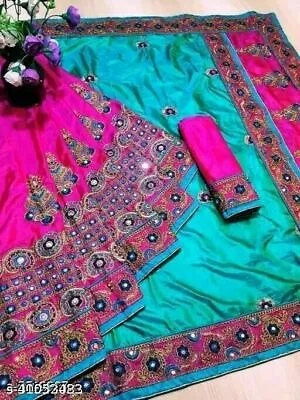 $50.64 • Buy Sana Silk Women Saree Bollywood Sari Party Wear Wedding Designer Indian Clothing