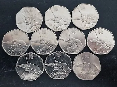 ARCHERY London Olympic 50p Coins 2011 Fifty Pence X 10 • £14.99