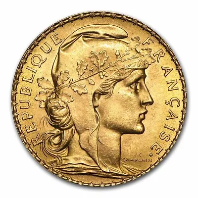 France Gold 20 Francs French Rooster Coin (1899-1914) AU • $461.37