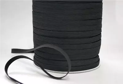 Top Quality 1/4 Inch / 7mm Wide Black Flat Elastic UK SELLER • £2.29