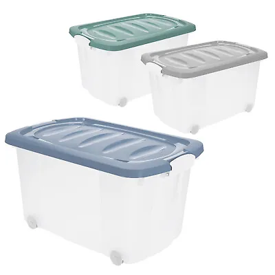 Plastic Storage Boxes Large Container Drawer Lidded Wardrobe Shoes Toys Clothes • £24.99