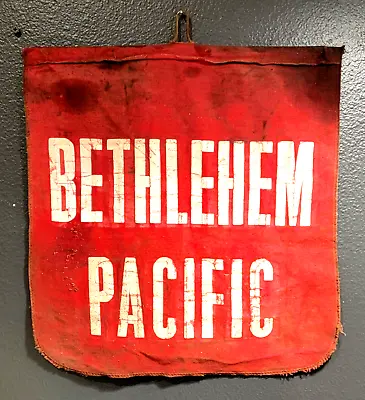 Original Vintage BETHLEHEM PACIFIC Coast Steel Canvas Banner Safety Flag - Sign • $35